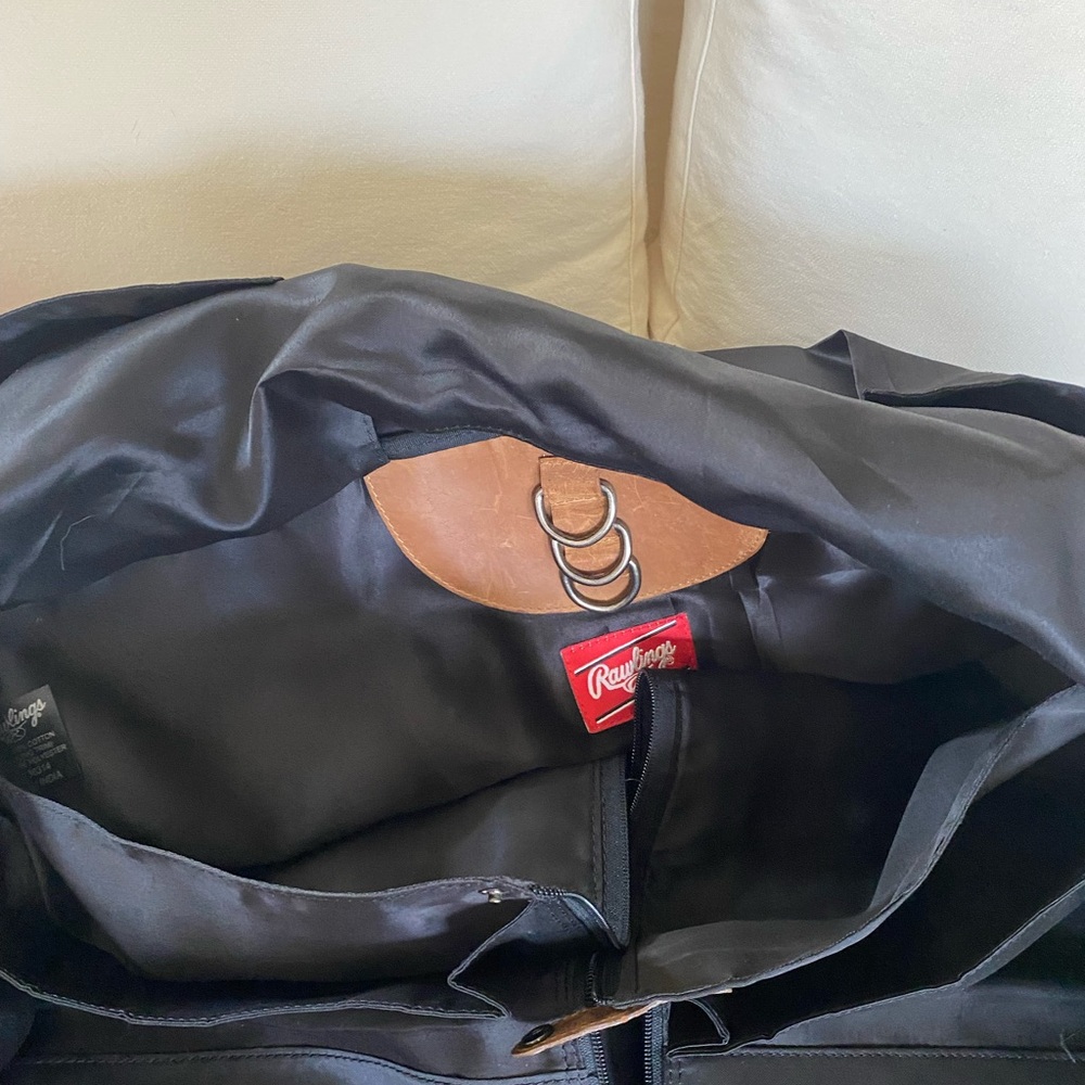 Rawlings Navy and Brown Canvas Leather Briefcase - Picture 8 of 8